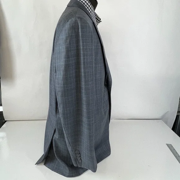 Jack Victor Loro Piana Men's Gray Super 130s‎Two Button Plaid Blazer 40